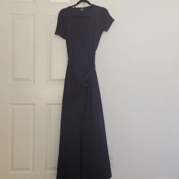 Lulus Evolve Wrap Maxi Dress In Navy Blue Sz Medium - Picture 7 of 7